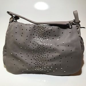 Italian Leather shoulder bag with silver studs